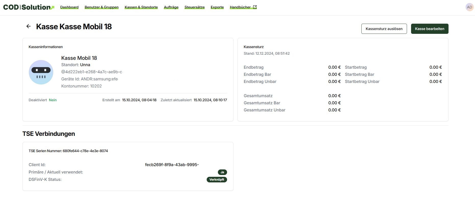 Weboffice – Kassenverwaltung